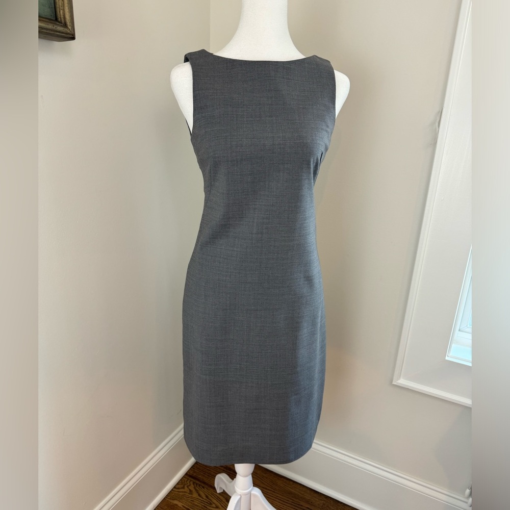 THEORY Sheath Fitted Dress Summer Wool Gray Sleeveless